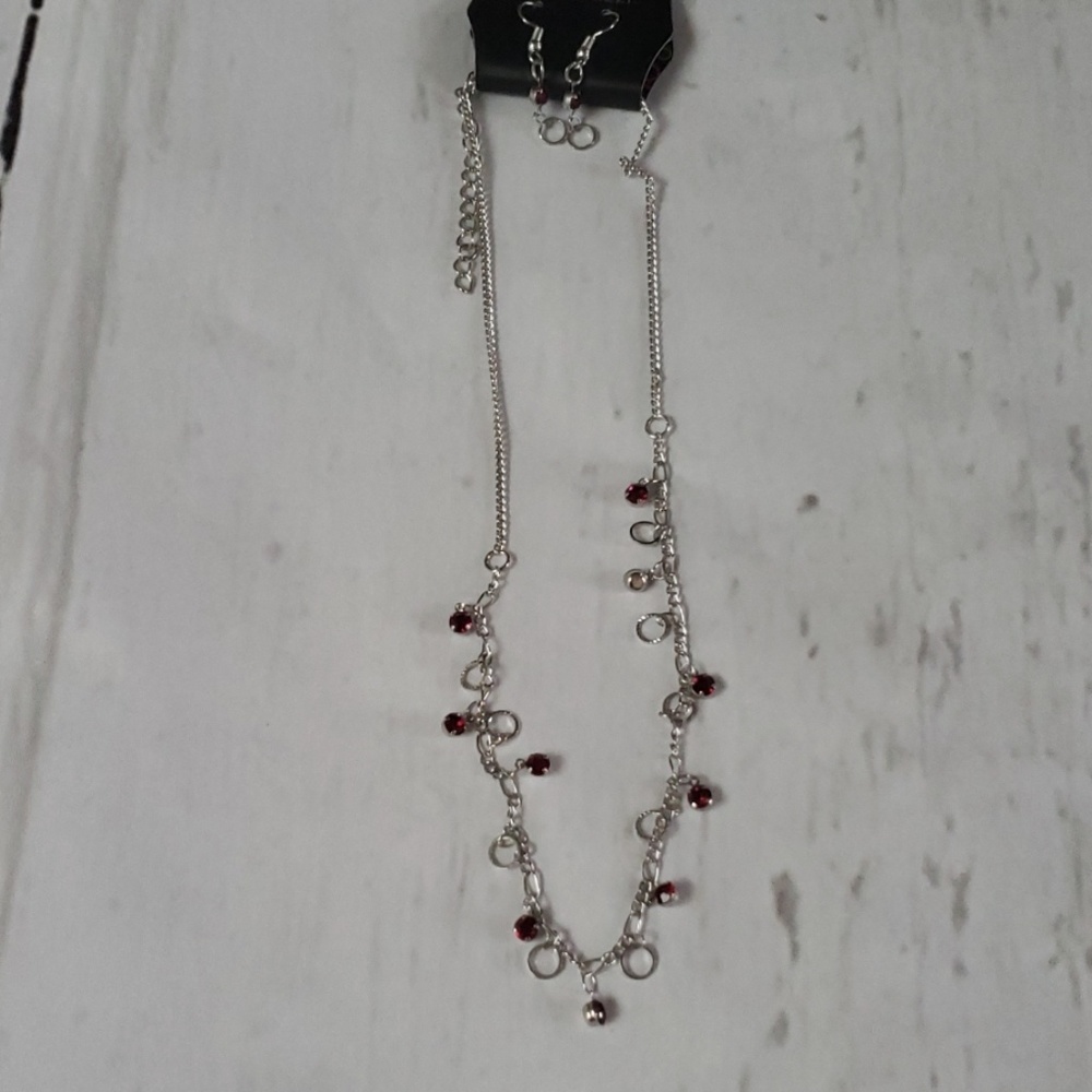 pink necklace and earrings set